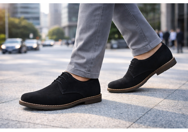 Pantofi barbati negri din piele naturala – stil casual elegant, comozi zilnic 336NVEL